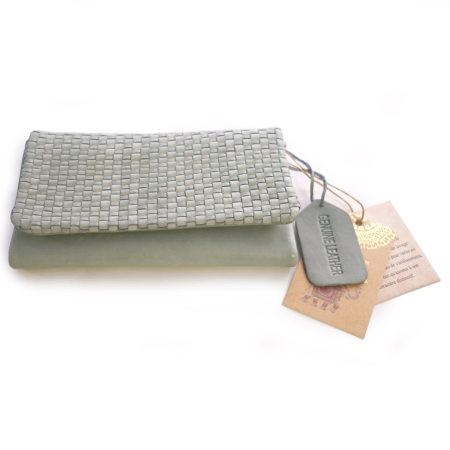 Grey-Green Genuine Leather Purse